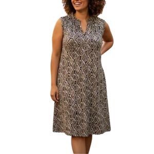 NWT Michael Kors 3X Plus Size Olive Green Snake Print Midi Stretch Dress